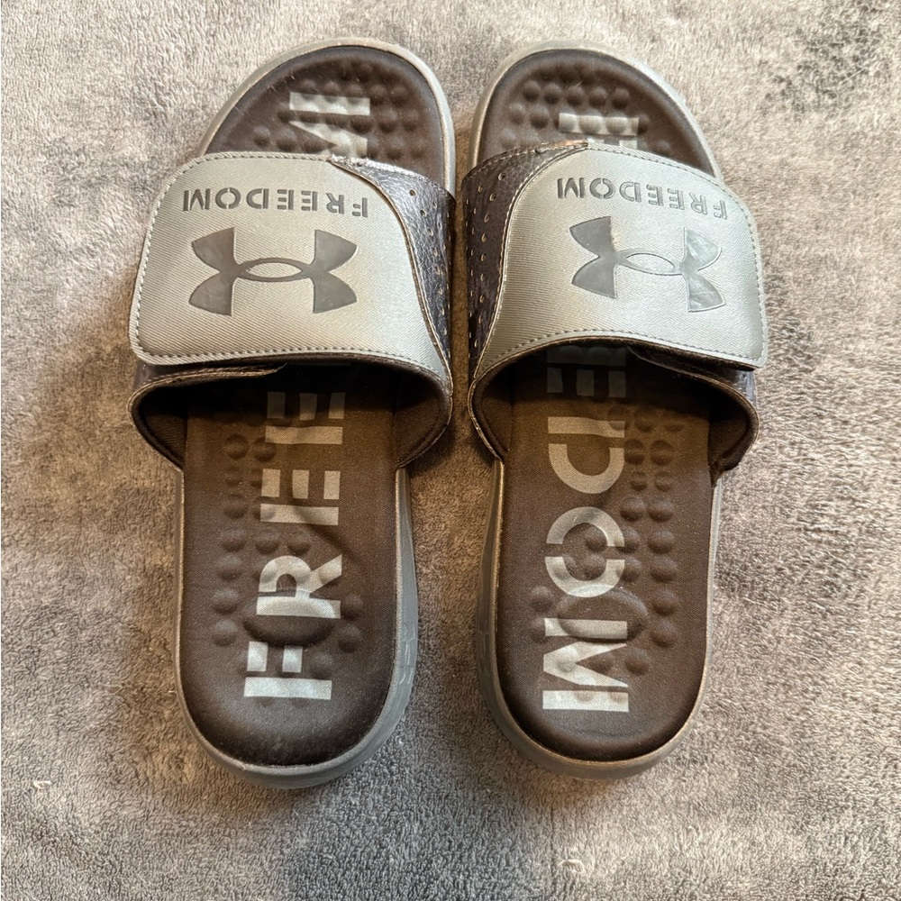 Under Armour Black and Gray (camouflage on the sides) Slide Sandals